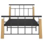 vidaXL Estructura de cama metal y madera maciza de roble 90x200 cm vidaXL Estructura de cama metal y madera maciza de roble 90x200 cm