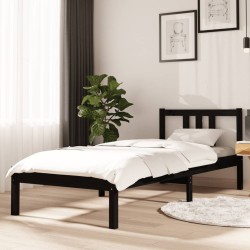 vidaXL Estructura de cama madera maciza negro 75x190 cm