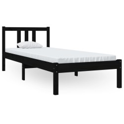 vidaXL Estructura de cama madera maciza negro 75x190 cm