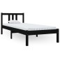 vidaXL Estructura de cama madera maciza negro 75x190 cm