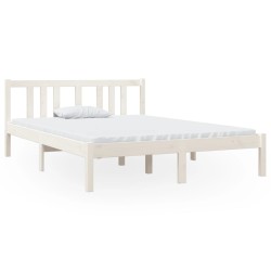 vidaXL Estructura de cama doble madera maciza blanco 135x190 cm