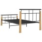vidaXL Estructura de cama metal y madera maciza de roble 90x200 cm vidaXL Estructura de cama metal y madera maciza de roble 90x200 cm