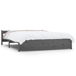 vidaXL Estructura de cama madera maciza gris tamaño king 150x200 cm