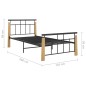 vidaXL Estructura de cama metal y madera maciza de roble 90x200 cm vidaXL Estructura de cama metal y madera maciza de roble 90x200 cm