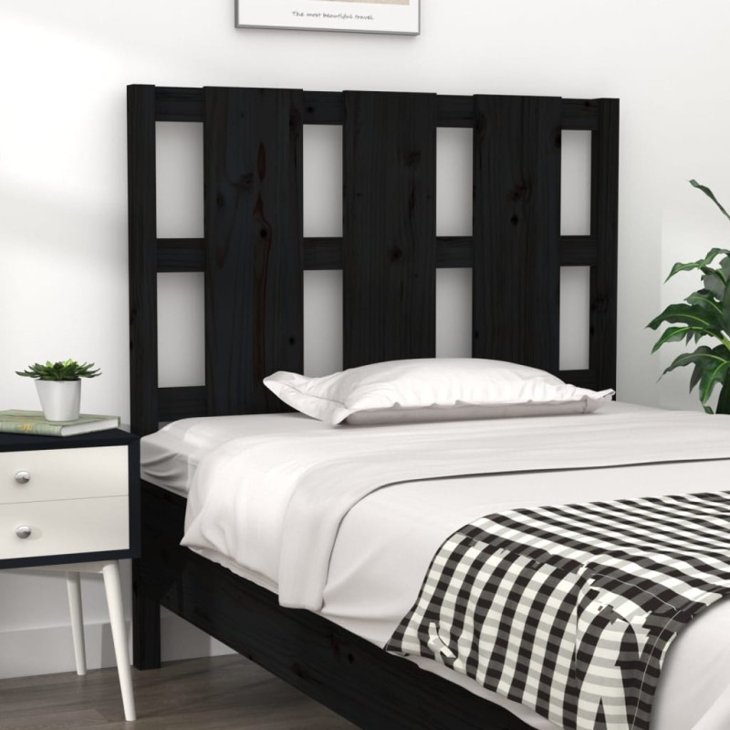 vidaXL Cabecero de cama madera maciza de pino negro 105,5x4x100 cm vidaXL Cabecero de cama madera maciza de pino negro 105,5x4x100 cm