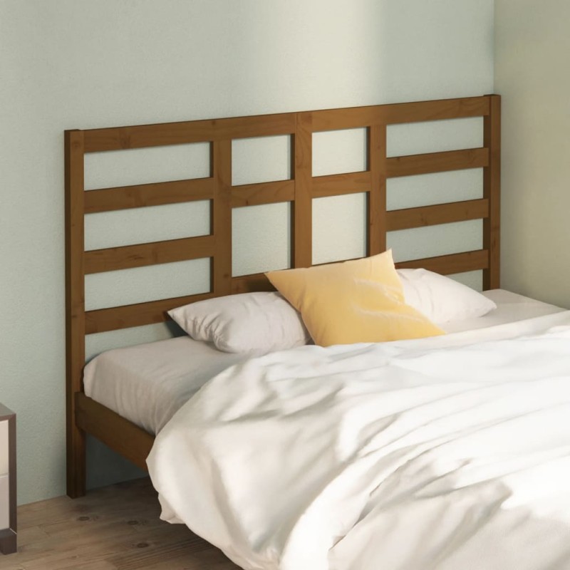 vidaXL Cabecero de cama madera maciza de pino marrón miel 141x4x104 cm vidaXL Cabecero de cama madera maciza de pino marrón miel 141x4x104 cm
