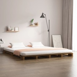 vidaXL Cama de palets madera de pino marrón miel King Size 150x200 cm