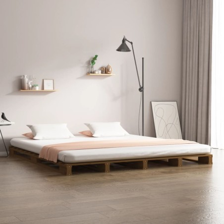 vidaXL Cama de palets madera de pino marrón miel King Size 150x200 cm