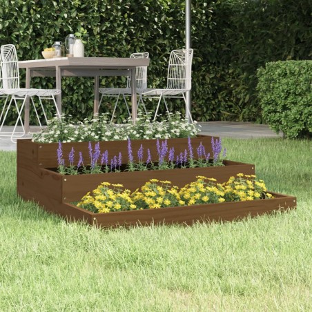 vidaXL Jardinera madera maciza de pino marrón miel 78x78x27 cm