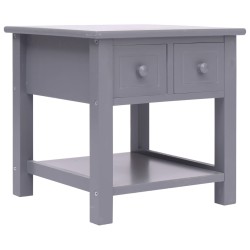 vidaXL Mesa auxiliar madera de Paulownia gris 40x40x40 cm