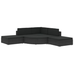 vidaXL Set muebles de jardín 6 piezas y cojines ratán sintético negro