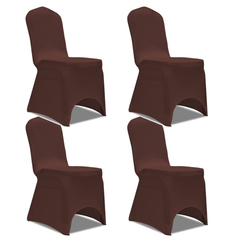 vidaXL Funda de silla elástica 4 unidades marrón vidaXL Funda de silla elástica 4 unidades marrón
