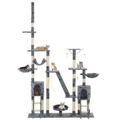 vidaXL Rascador para gatos con poste de sisal 230-250 cm huellas gris