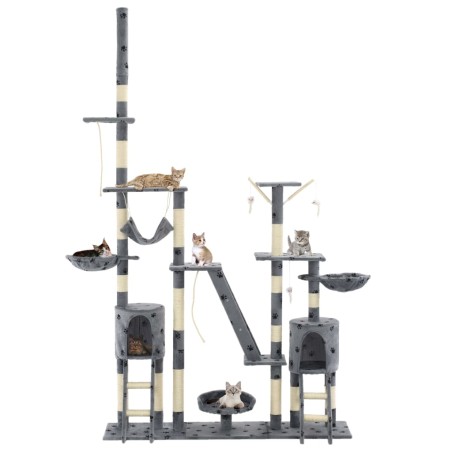 vidaXL Rascador para gatos con poste de sisal 230-250 cm huellas gris