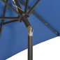 vidaXL Sombrilla con luces LED aluminio azul 200x211 cm vidaXL Sombrilla con luces LED aluminio azul 200x211 cm