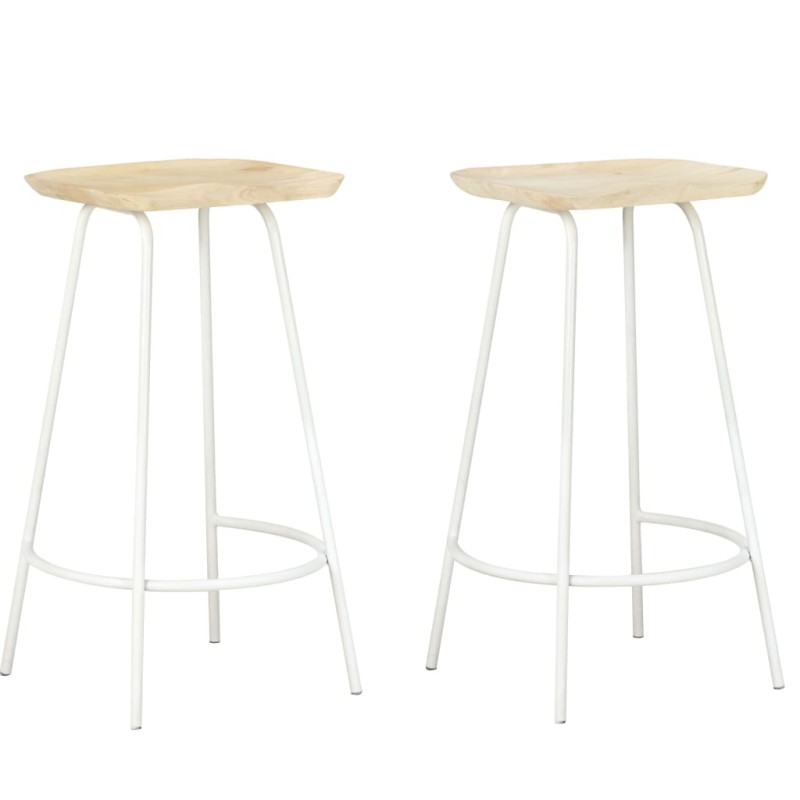 vidaXL Taburetes de cocina 2 unidades madera maciza de mango vidaXL Taburetes de cocina 2 unidades madera maciza de mango
