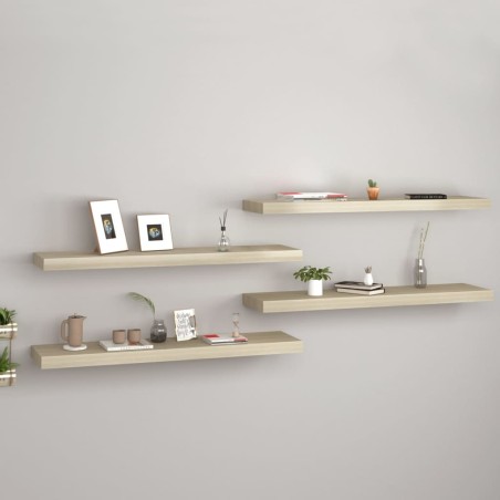 vidaXL Estantes flotantes de pared 4 uds MDF roble 90x23,5x3,8 cm