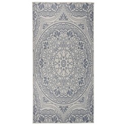 vidaXL Alfombra de exterior de tejido plano rayas azules 100x200 cm