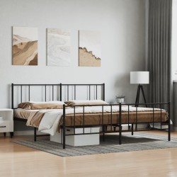 vidaXL Estructura de cama cabecero y pie de cama metal negro 183x213cm