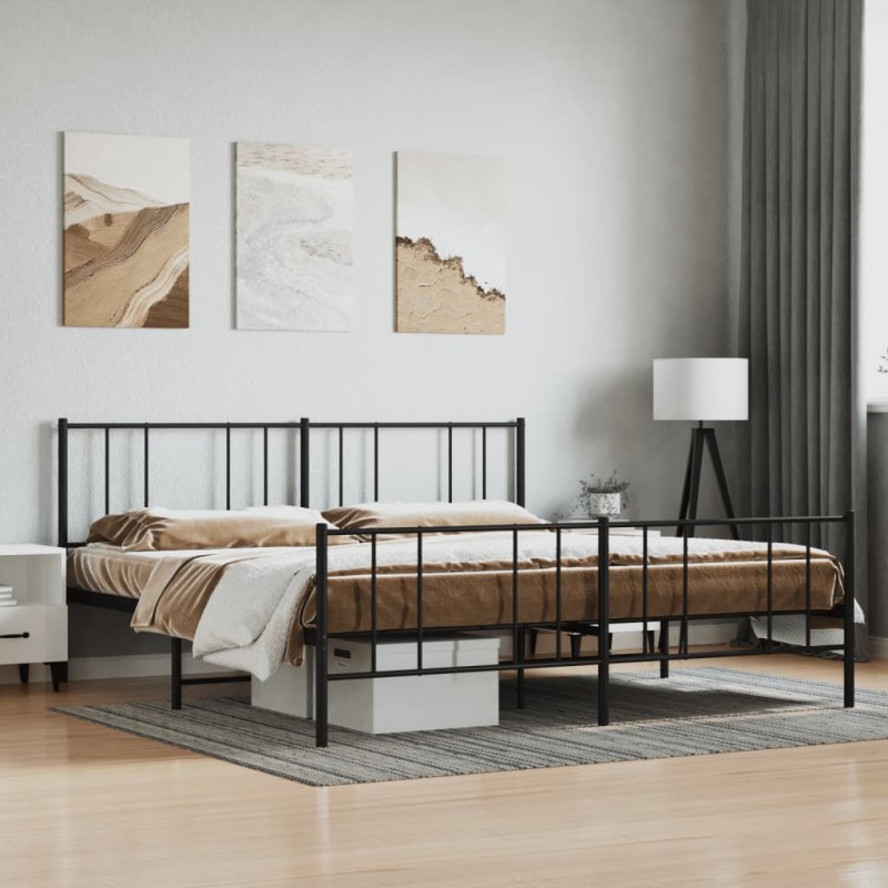 vidaXL Estructura de cama cabecero y pie de cama metal negro 183x213cm vidaXL Estructura de cama cabecero y pie de cama metal negro 183x213cm