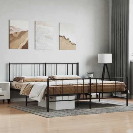 vidaXL Estructura de cama cabecero y pie de cama metal negro 183x213cm