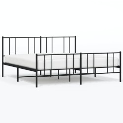 vidaXL Estructura de cama cabecero y pie de cama metal negro 183x213cm