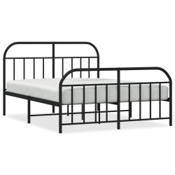 vidaXL Estructura de cama cabecero y pie de cama metal negro 150x200cm