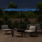 vidaXL Sombrilla doble con luces LED azul 316x240 cm