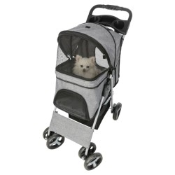 TRIXIE Cochecito de mascotas plegable para gatos y perros gris