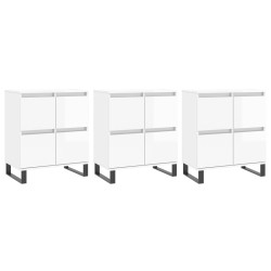 vidaXL Aparadores 3 uds madera contrachapada blanco brillo