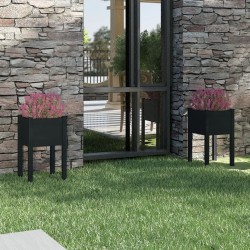 vidaXL Jardineras 2 unidades madera maciza de pino negro 40x40x70 cm