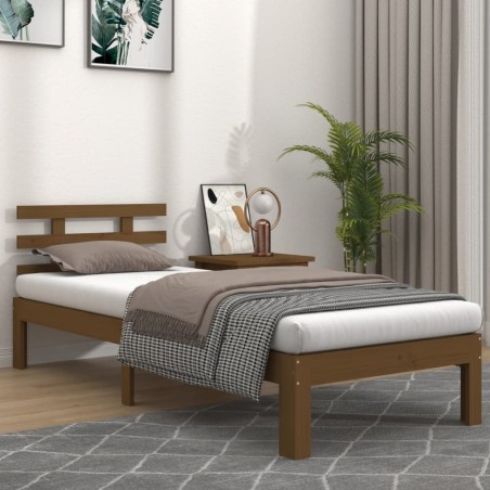 vidaXL Estructura de cama madera maciza marrón miel 100x200 cm