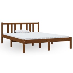 vidaXL Estructura de cama doble madera maciza marrón miel 135x190 cm