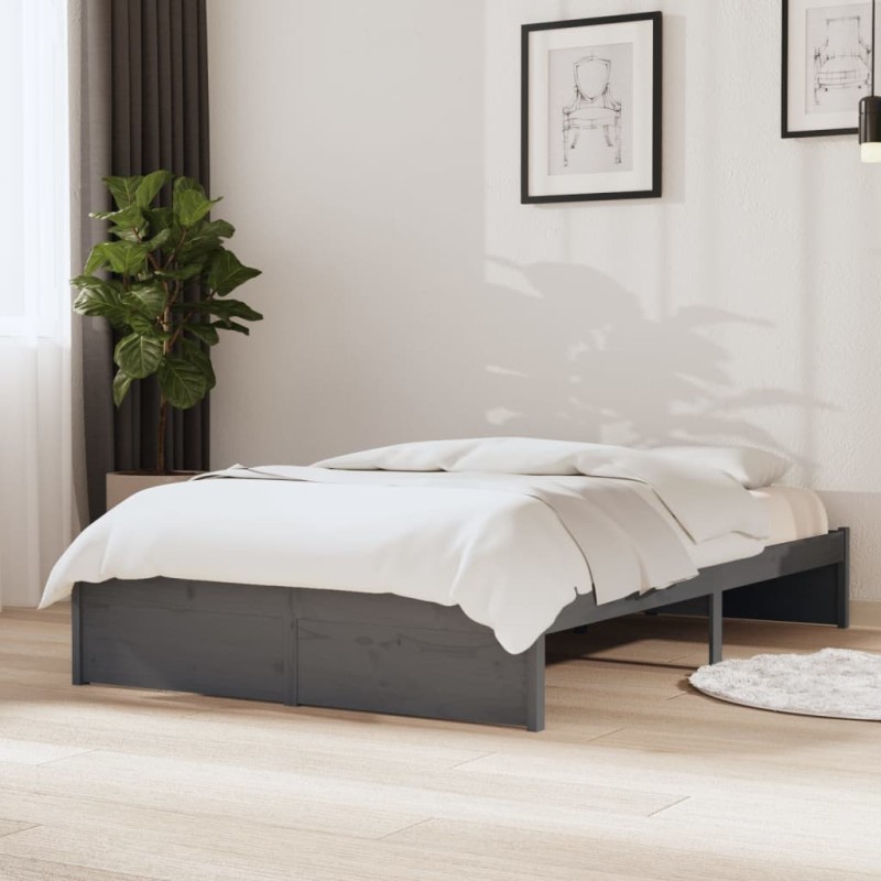 vidaXL Estructura de cama madera maciza gris 120x200 cm vidaXL Estructura de cama madera maciza gris 120x200 cm