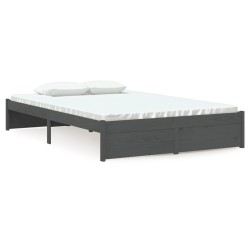 vidaXL Estructura de cama madera maciza gris 120x200 cm