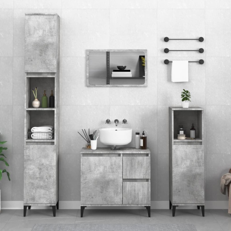 vidaXL Armario de baño madera contrachapada gris hormigón 65x33x60 cm vidaXL Armario de baño madera contrachapada gris hormigón 65x33x60 cm