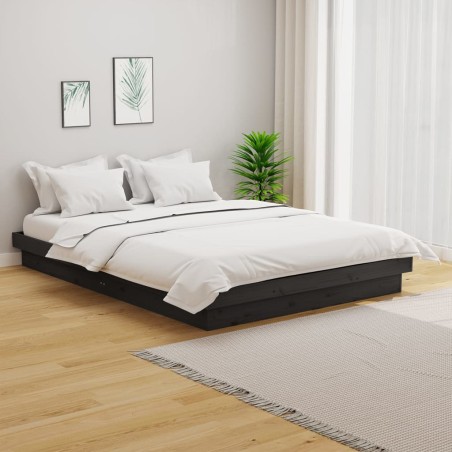 vidaXL Estructura de cama madera maciza gris King Size 150x200 cm