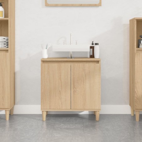 vidaXL Armario de lavabo madera contrachapada roble Sonoma 58x33x60 cm