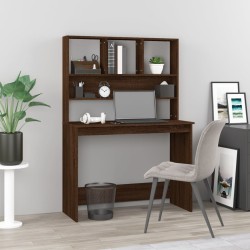 vidaXL Escritorio con estantes contrachapada marrón roble 102x45x148cm