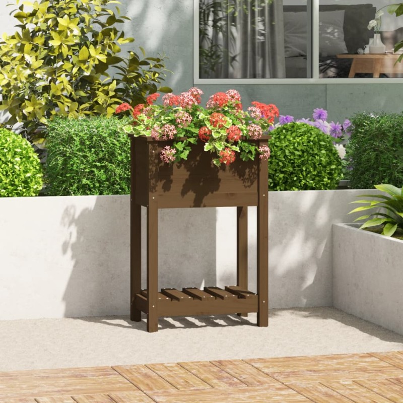 vidaXL Jardinera de madera maciza de pino marrón 54x34,5x81 cm vidaXL Jardinera de madera maciza de pino marrón 54x34,5x81 cm