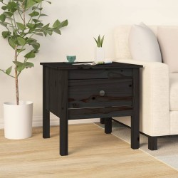 vidaXL Mesa auxiliar de madera maciza de pino negro 50x50x49 cm