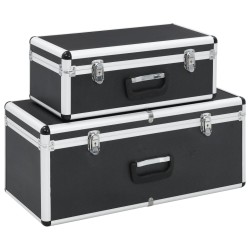 vidaXL Cajas de almacenamiento 2 unidades aluminio negro 