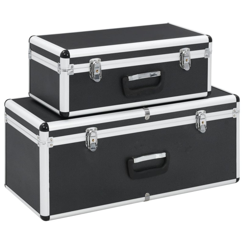 vidaXL Cajas de almacenamiento 2 unidades aluminio negro vidaXL Cajas de almacenamiento 2 unidades aluminio negro