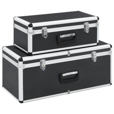 vidaXL Cajas de almacenamiento 2 unidades aluminio negro 