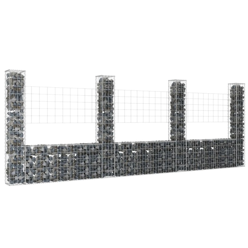 vidaXL Cesta de gaviones forma de U 4 postes de hierro 380x20x150 cm vidaXL Cesta de gaviones forma de U 4 postes de hierro 380x20x150 cm