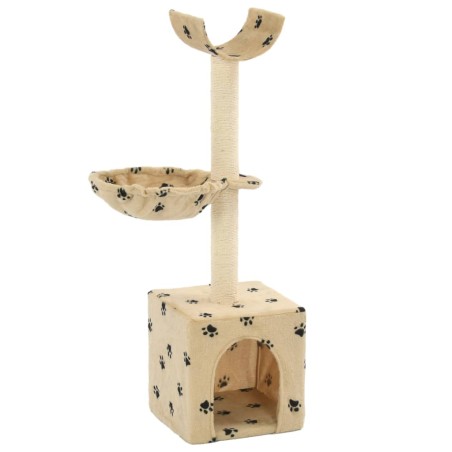 vidaXL Rascador para gatos poste de sisal 105 cm huellas beige