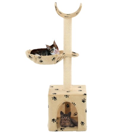 vidaXL Rascador para gatos poste de sisal 105 cm huellas beige