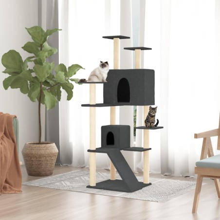 vidaXL Rascador para gatos con postes de sisal gris oscuro 153 cm