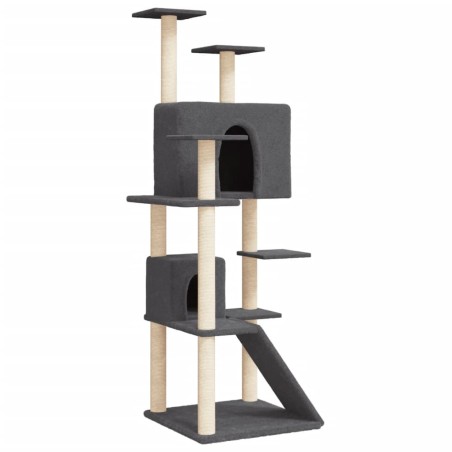 vidaXL Rascador para gatos con postes de sisal gris oscuro 153 cm