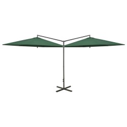 vidaXL Sombrilla doble con palo de acero verde 600 cm 